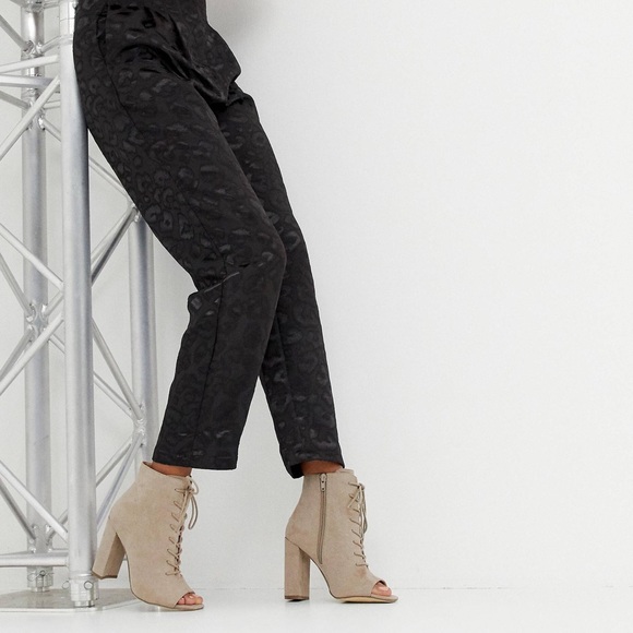 ASOS Shoes - ASOS Lace Up Block Heeled cream open toe  Boot